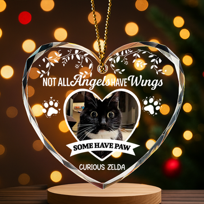 Personalized Pet Memorial Glass Ornament – Not All Angels Have Wings, Some Have Whiskers