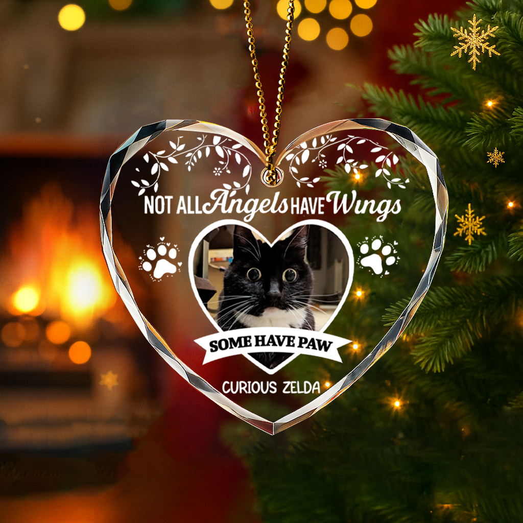 Personalized Pet Memorial Glass Ornament – Not All Angels Have Wings, Some Have Whiskers