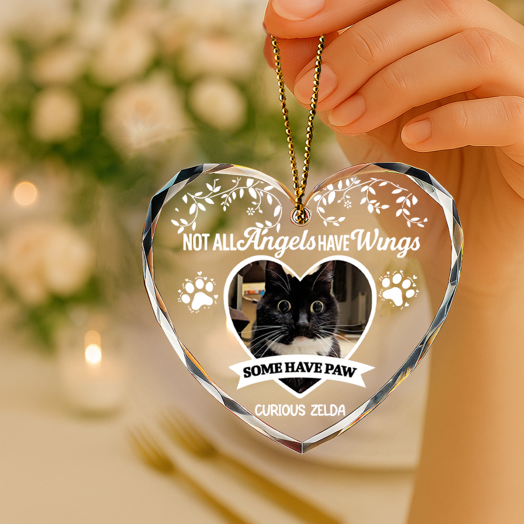 Personalized Pet Memorial Glass Ornament – Not All Angels Have Wings, Some Have Whiskers