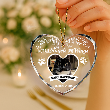 Personalized Pet Memorial Glass Ornament – Not All Angels Have Wings, Some Have Whiskers
