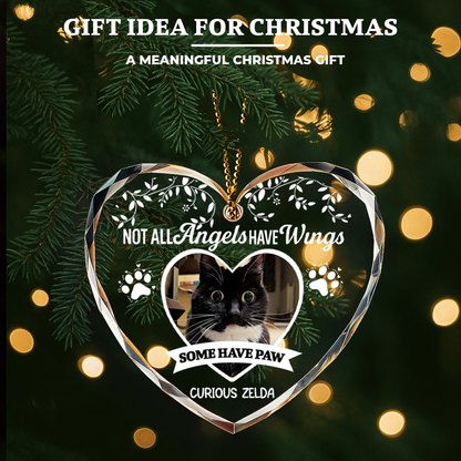 Personalized Pet Memorial Glass Ornament – Not All Angels Have Wings, Some Have Whiskers