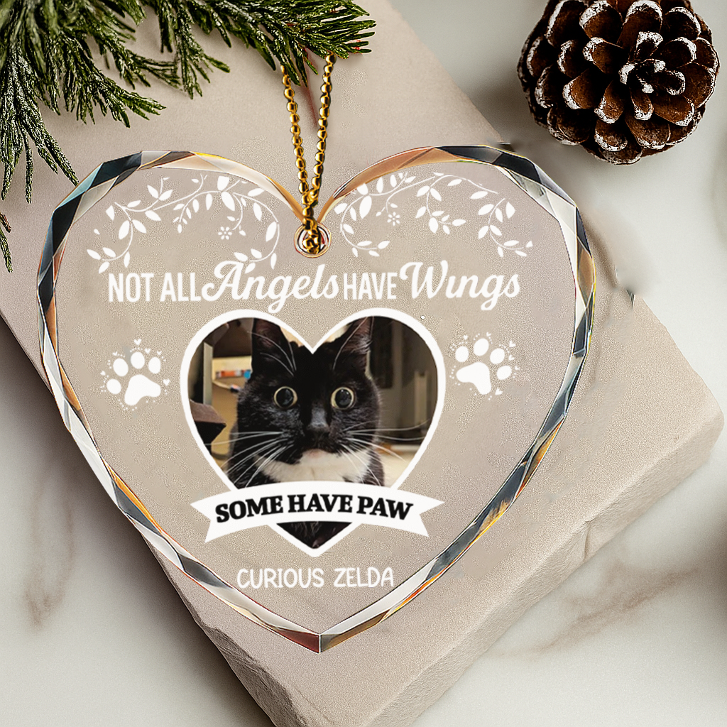 Personalized Pet Memorial Glass Ornament – Not All Angels Have Wings, Some Have Whiskers