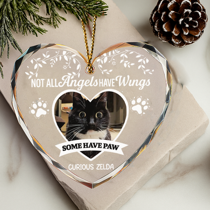 Personalized Pet Memorial Glass Ornament – Not All Angels Have Wings, Some Have Whiskers