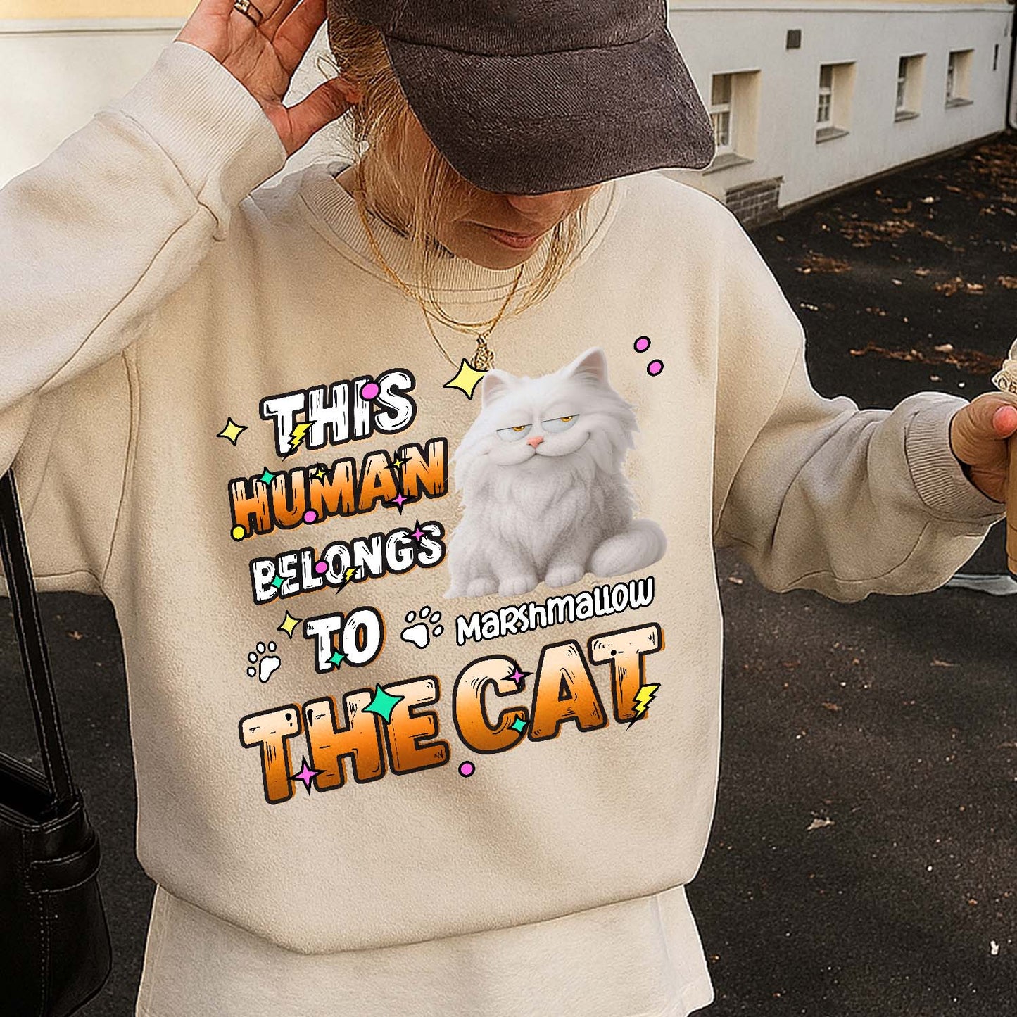 Custom Cat T-Shirt – This Human Belongs to The Cat