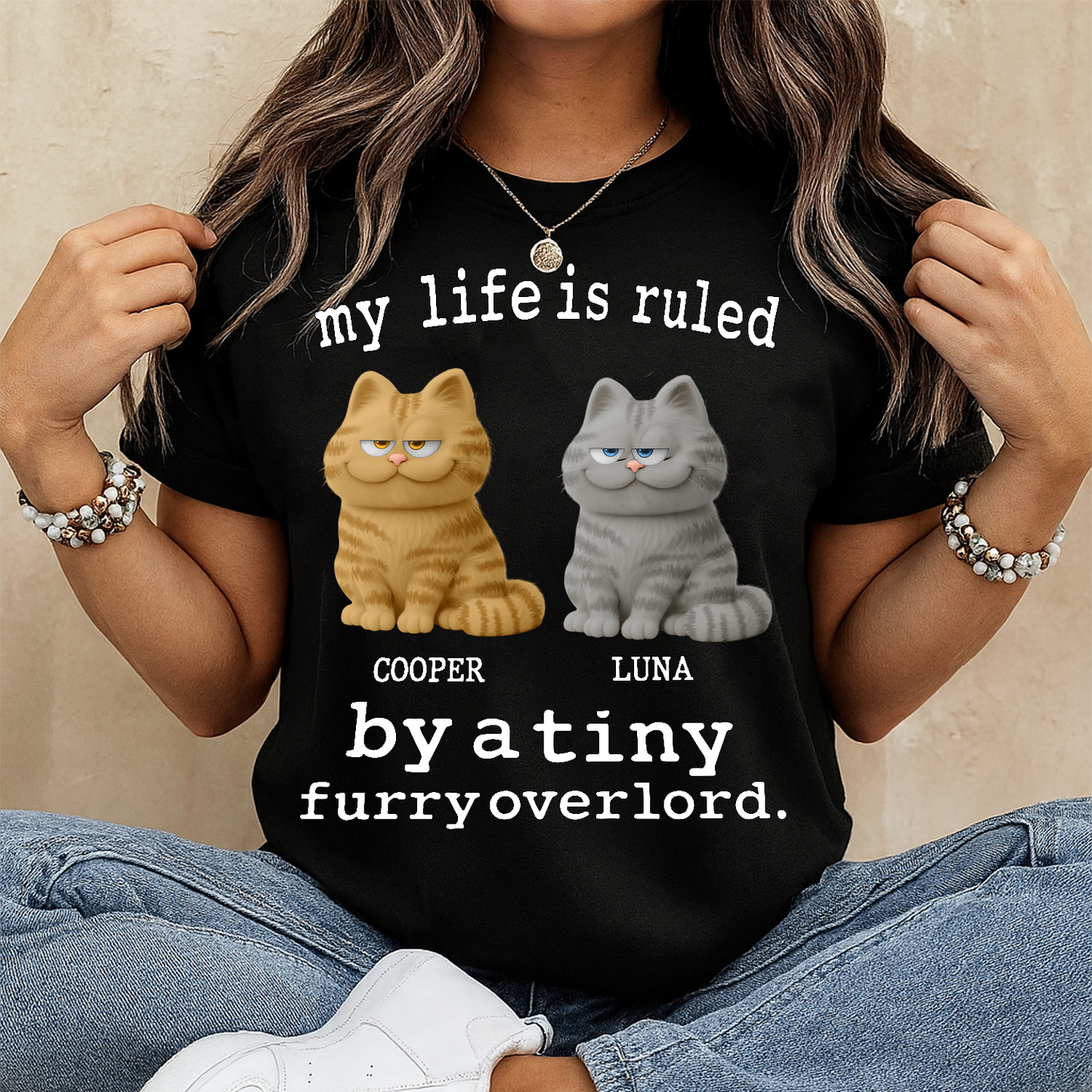 Personalized Cat T-shirt, Hoodie, Sweatshirt – My Life Is Ruled by a Tiny Furry Overlord