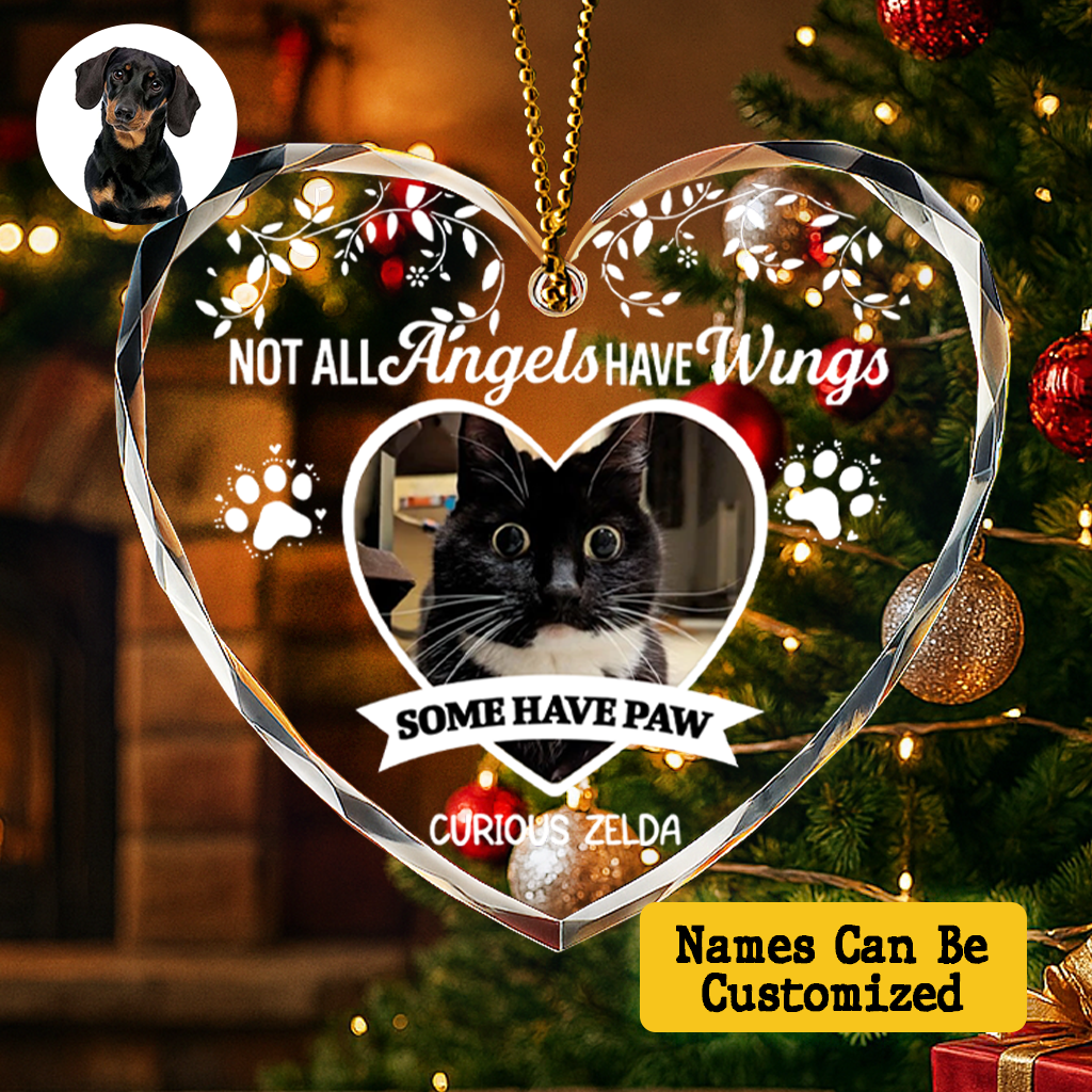 Personalized Pet Memorial Glass Ornament – Not All Angels Have Wings, Some Have Whiskers
