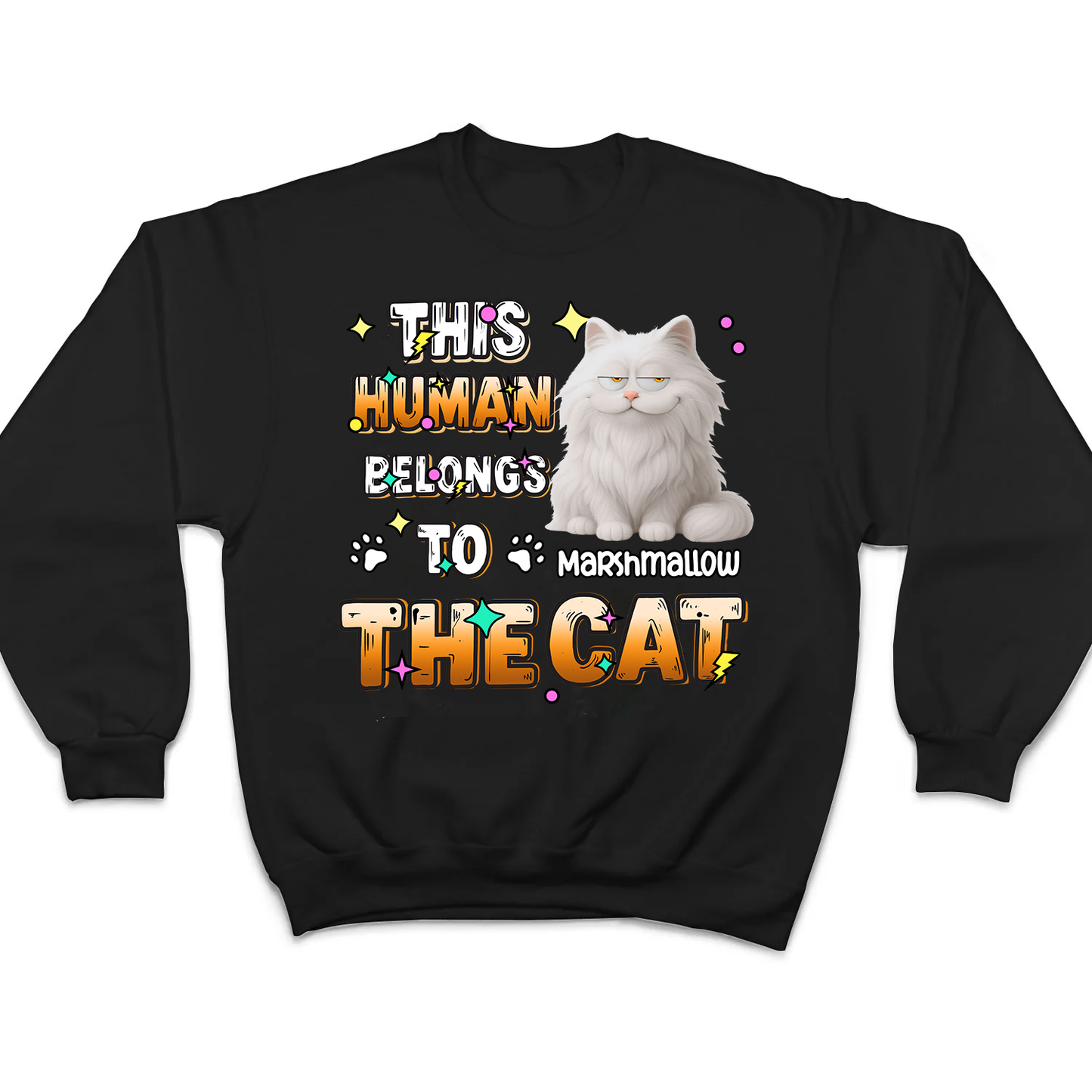 Custom Cat T-Shirt – This Human Belongs to The Cat