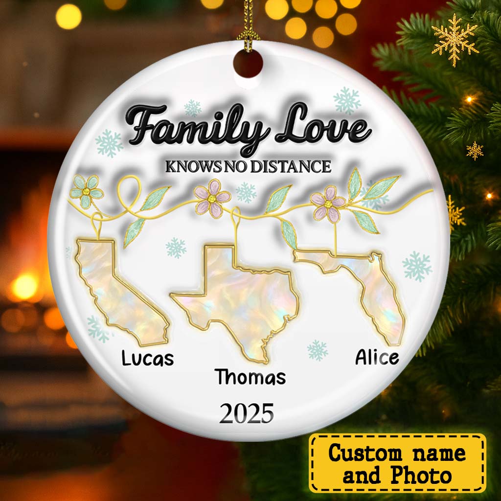 Family Love Knows No Distance Mother Of Pear - Personalized Custom Ceramic Ornament
