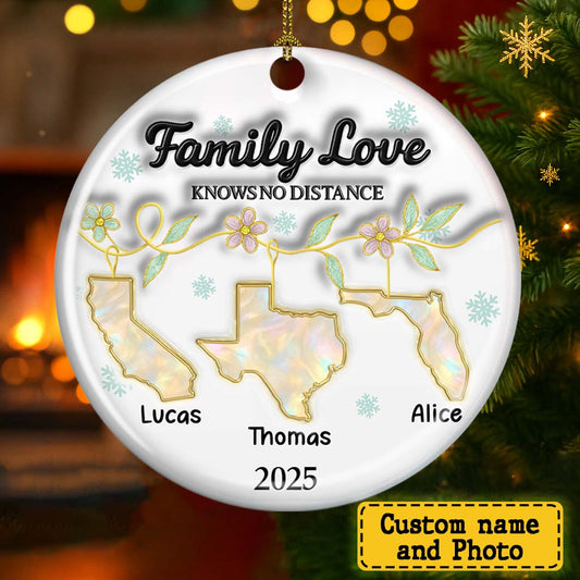Family Love Knows No Distance Mother Of Pear - Personalized Custom Ceramic Ornament