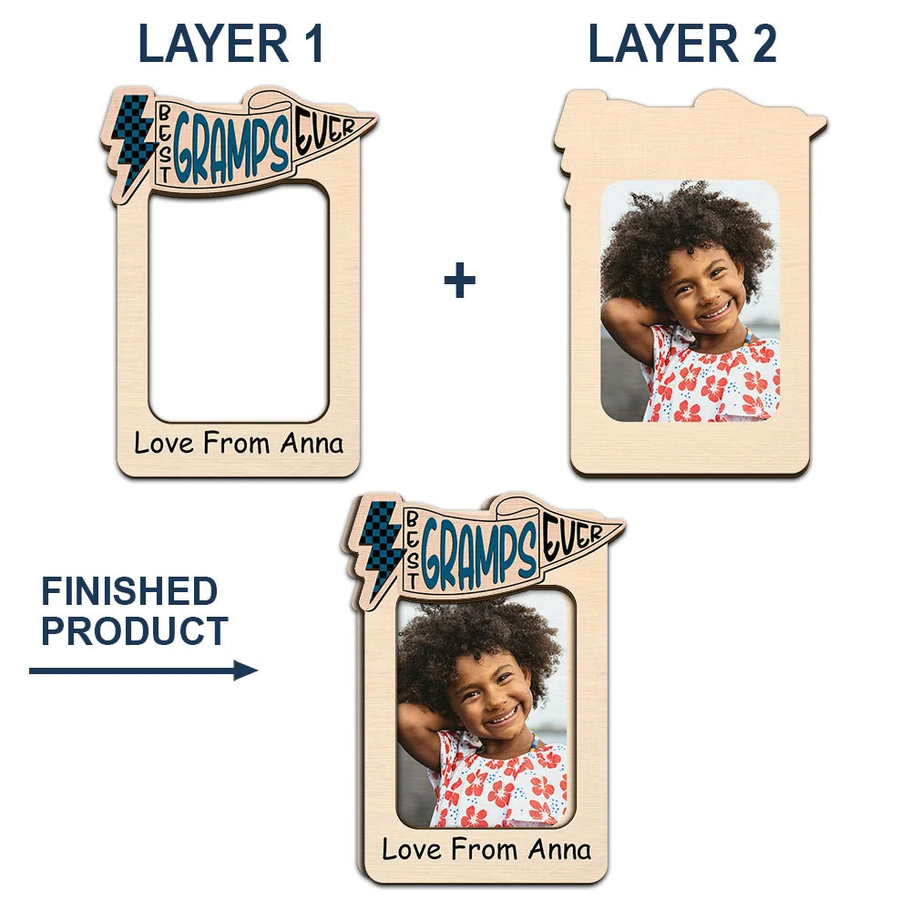 Personalized Photo Car Visor Clip in Dual-Layer Wood - "Best Dad Ever" Edition