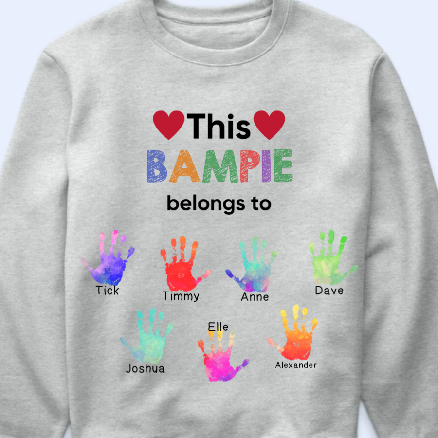 Personalized "This... Belongs To" Family Handprint Apparel (T-Shirt, Hoodie, Sweater)