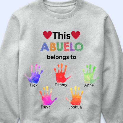 Personalized "This... Belongs To" Family Handprint Apparel (T-Shirt, Hoodie, Sweater)