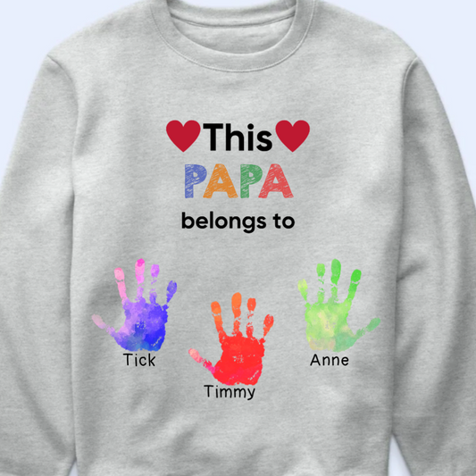 Personalized "This... Belongs To" Family Handprint Apparel (T-Shirt, Hoodie, Sweater)