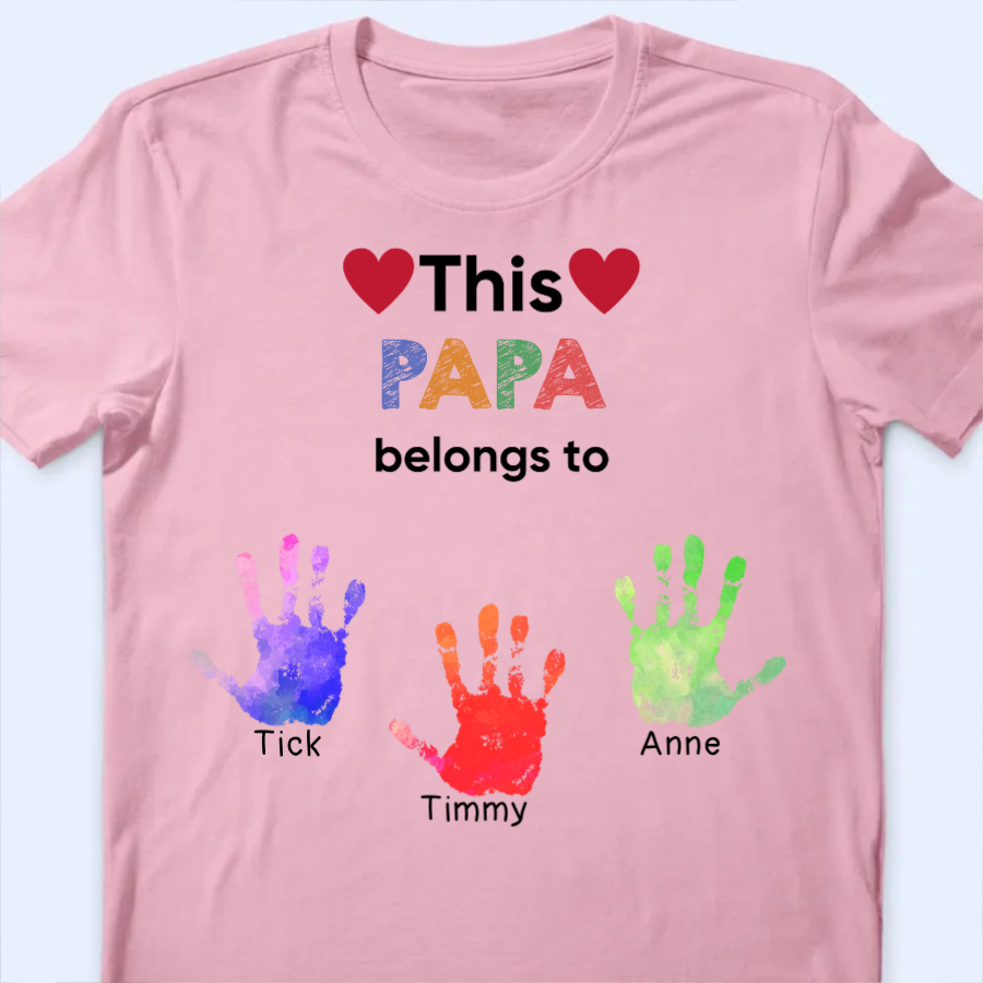 Personalized "This... Belongs To" Family Handprint Apparel (T-Shirt, Hoodie, Sweater)
