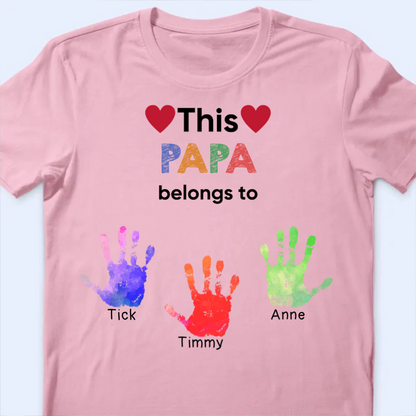 Personalized "This... Belongs To" Family Handprint Apparel (T-Shirt, Hoodie, Sweater)