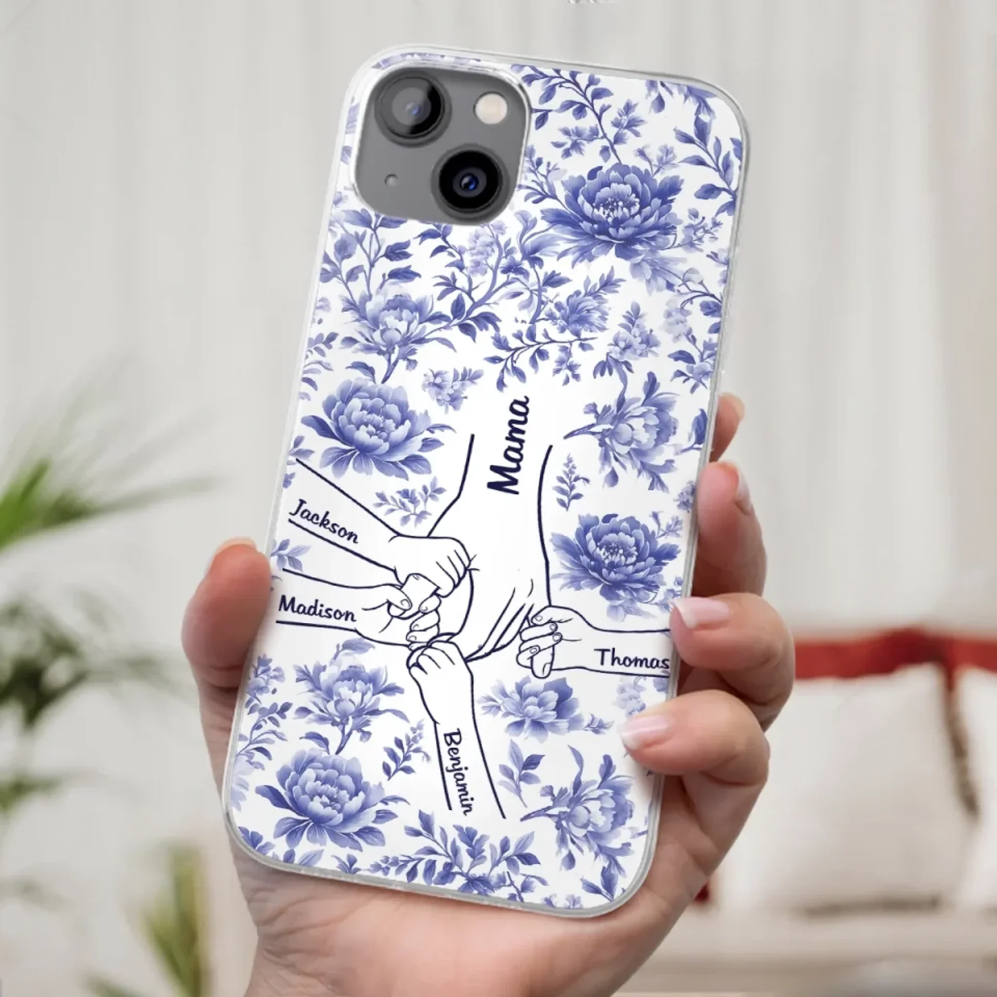 Love Blooms in Every Moment - Personalized Clear Phone Case for Family - Perfect Mother's Day Gift for Mom or Grandma