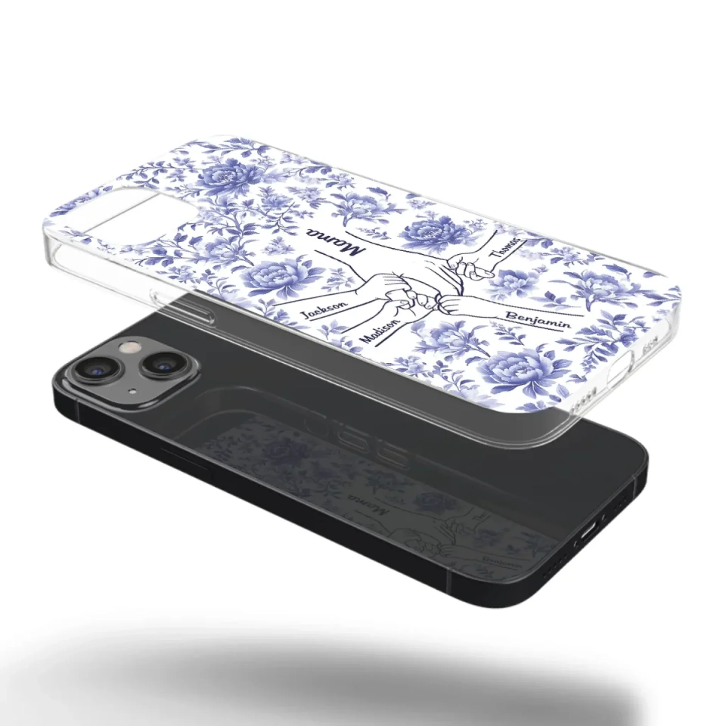 Love Blooms in Every Moment - Personalized Clear Phone Case for Family - Perfect Mother's Day Gift for Mom or Grandma