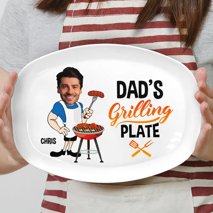 Personalized "Grilling Plate" with Photo Caricature & Name