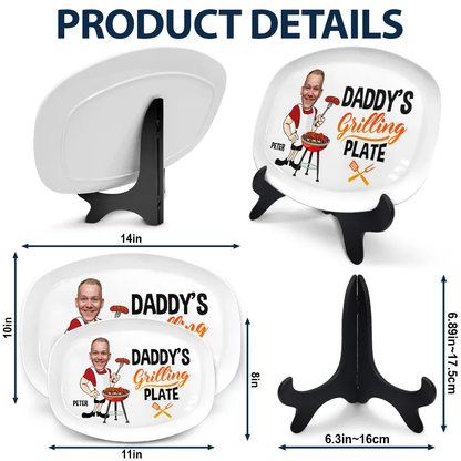 Personalized "Grilling Plate" with Photo Caricature & Name
