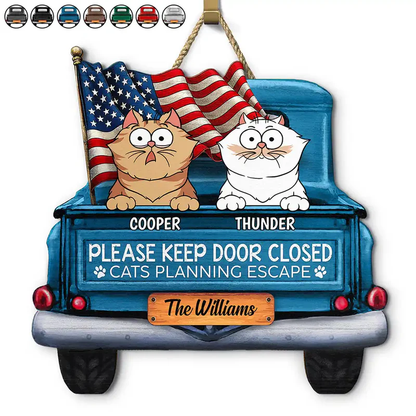 Personalized "Cats Planning Escape" Vintage Truck Wood Sign