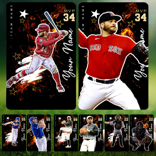 Custom Photo Card - Personalized "Fireball" Double-Sided Aluminum Baseball Card