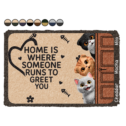 Pet Lovers Where Someone Runs To Greet You - Personalized Doormat
