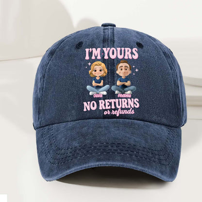 Personalized Couple Denim Wash Cap – I’m Yours, No Refunds