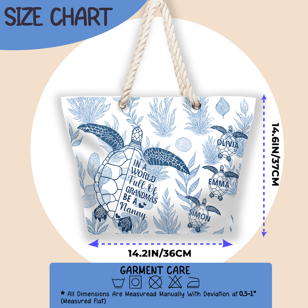 Toile De Jouy World Full Of Grandmas - Personalized Beach Bag