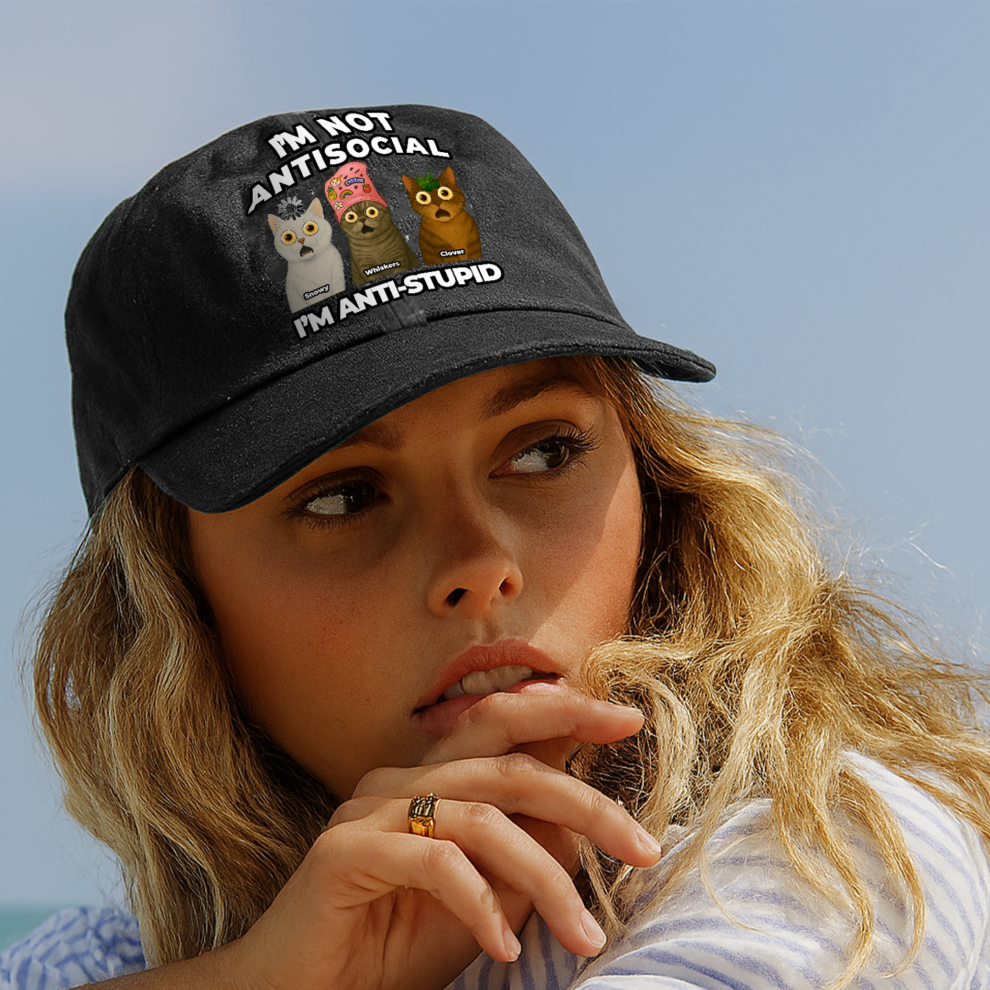 Personalized Funny Cat Dad, Mom Cap – I’m Not Antisocial, I’m Anti-Stupid