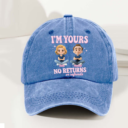 Personalized Couple Denim Wash Cap – I’m Yours, No Refunds