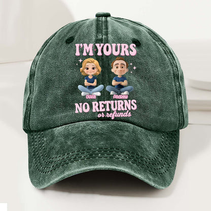 Personalized Couple Denim Wash Cap – I’m Yours, No Refunds