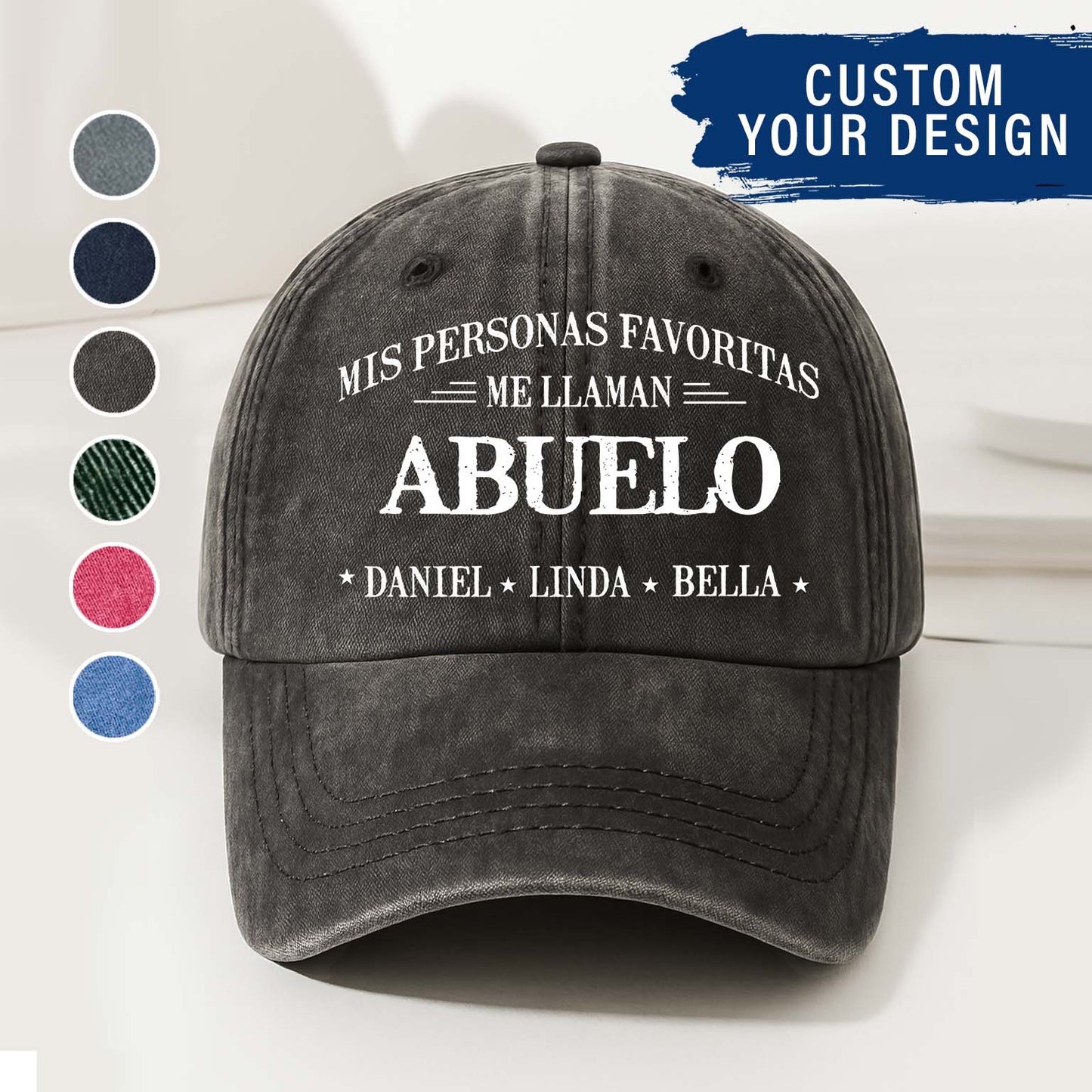 Custom Washed Cap Denim – Mis Personas Favoritas Me Llaman Abuelo
