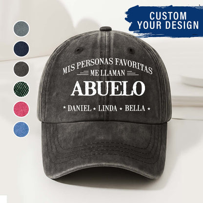 Custom Washed Cap Denim – Mis Personas Favoritas Me Llaman Abuelo