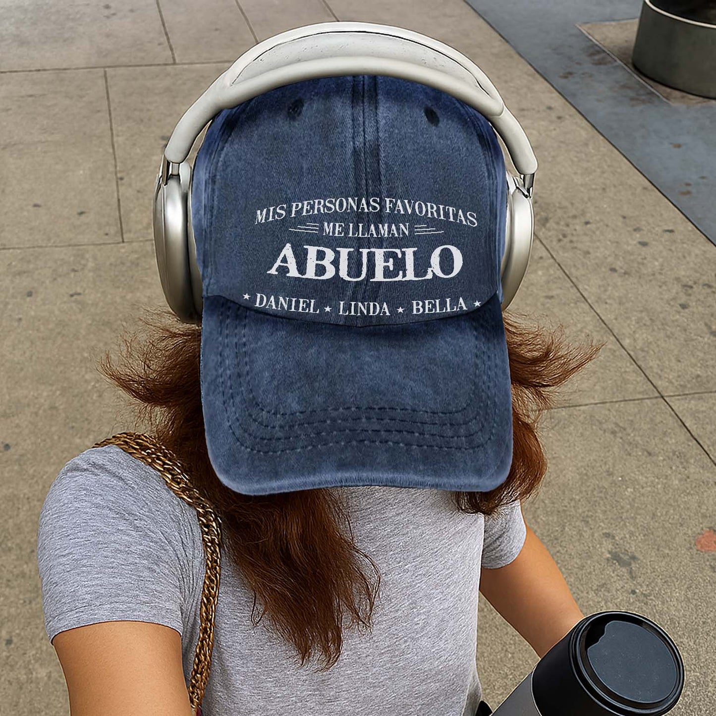 Custom Washed Cap Denim – Mis Personas Favoritas Me Llaman Abuelo