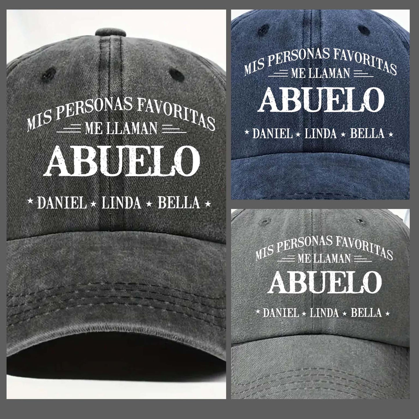 Custom Washed Cap Denim – Mis Personas Favoritas Me Llaman Abuelo