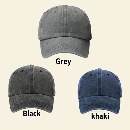 Cool Cat Father - Personalized Custom Vintage Washed Denim Cap