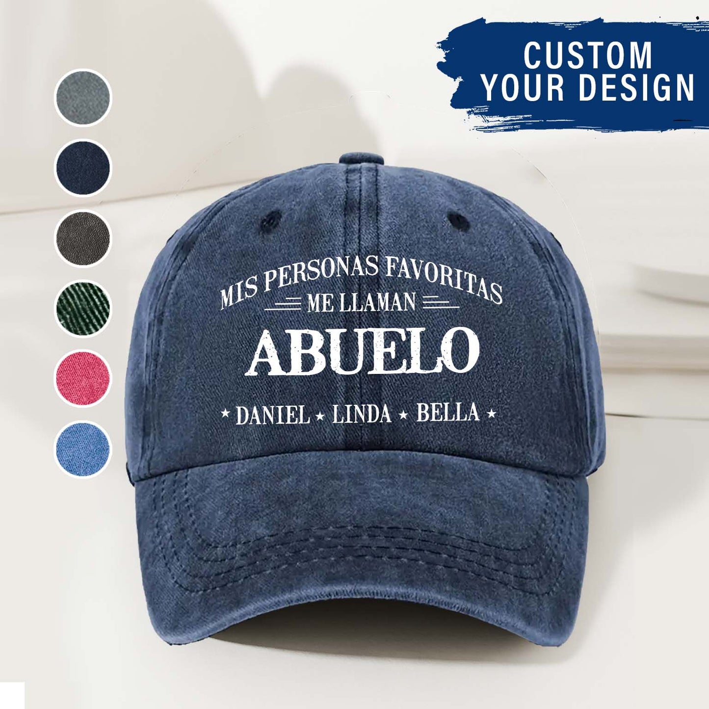 Custom Washed Cap Denim – Mis Personas Favoritas Me Llaman Abuelo