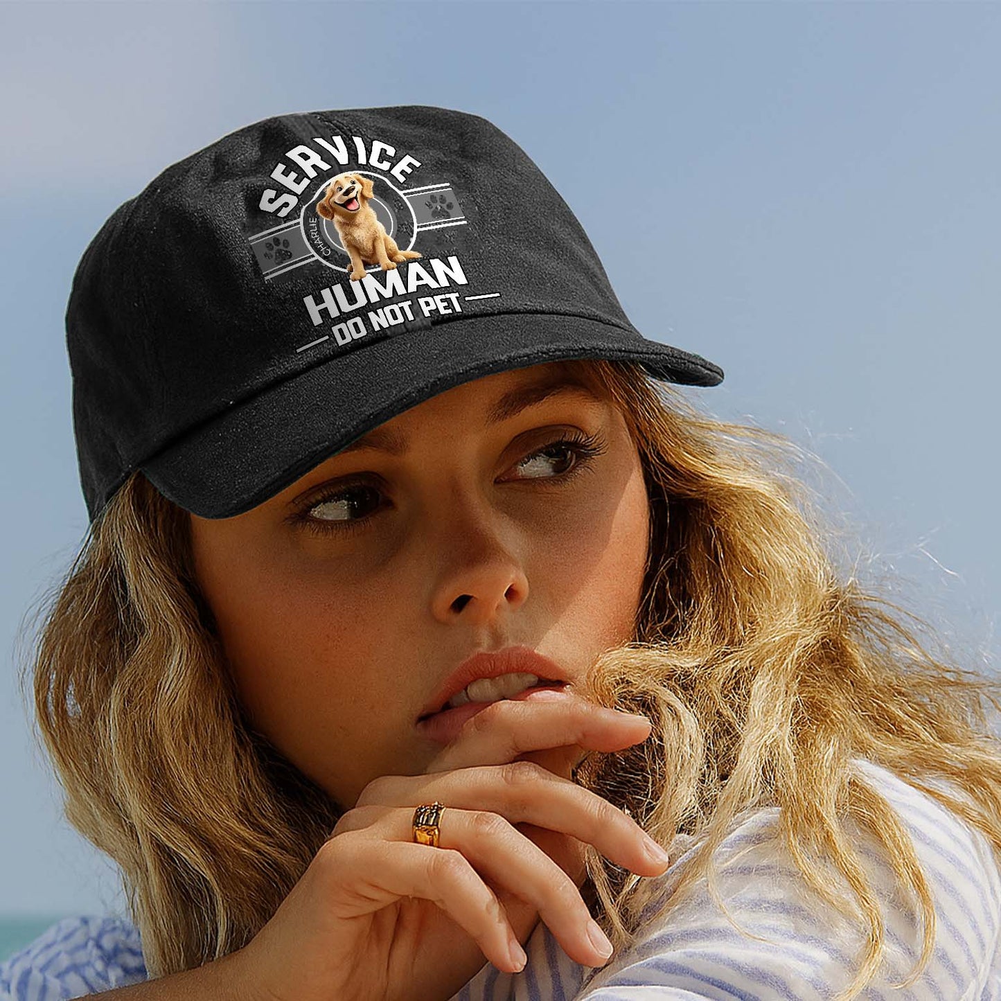 Dog Service Human Cartoon - Personalized Custom Vintage Washed Denim Cap