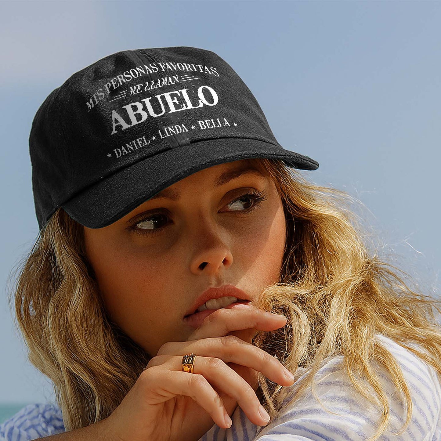 Custom Washed Cap Denim – Mis Personas Favoritas Me Llaman Abuelo