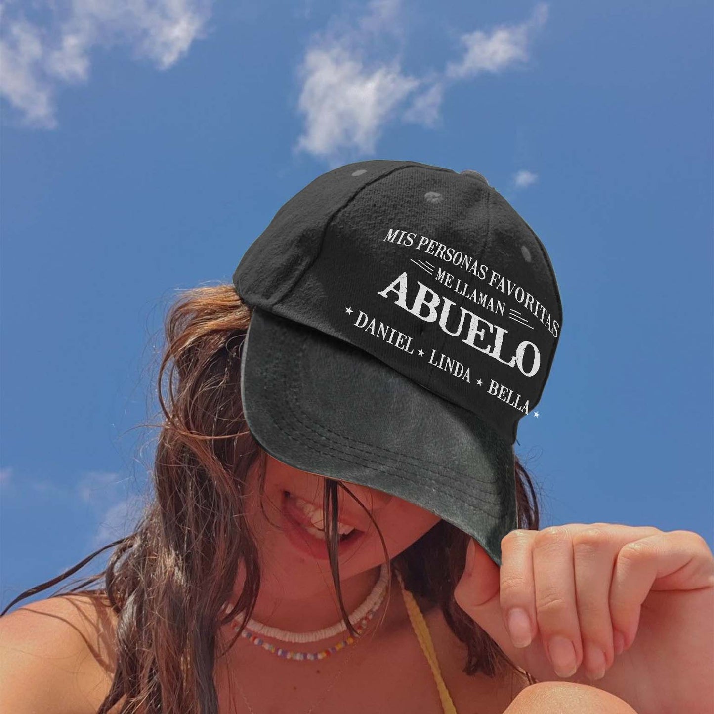 Custom Washed Cap Denim – Mis Personas Favoritas Me Llaman Abuelo