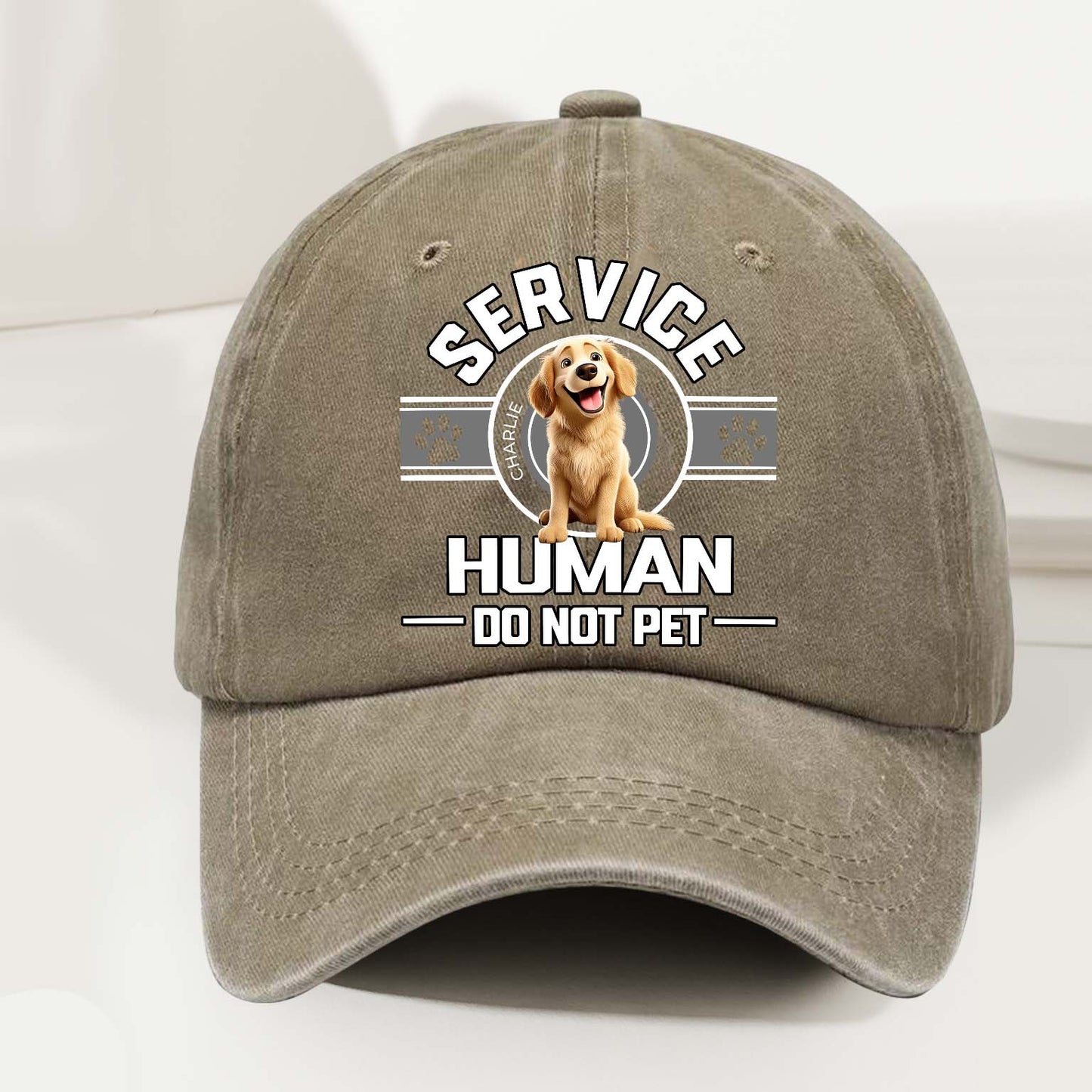 Dog Service Human Cartoon - Personalized Custom Vintage Washed Denim Cap