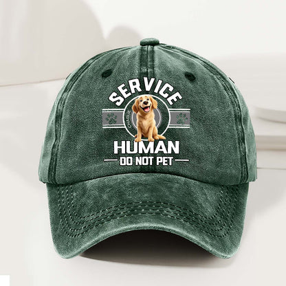 Dog Service Human Cartoon - Personalized Custom Vintage Washed Denim Cap