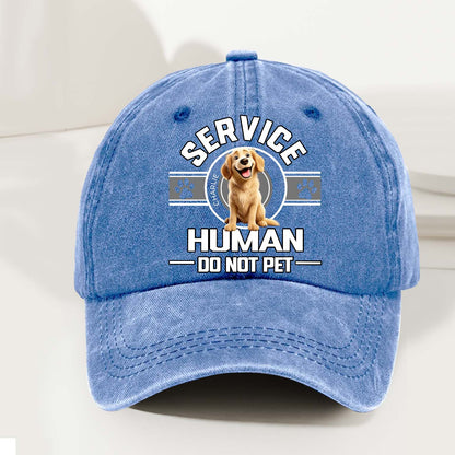 Dog Service Human Cartoon - Personalized Custom Vintage Washed Denim Cap