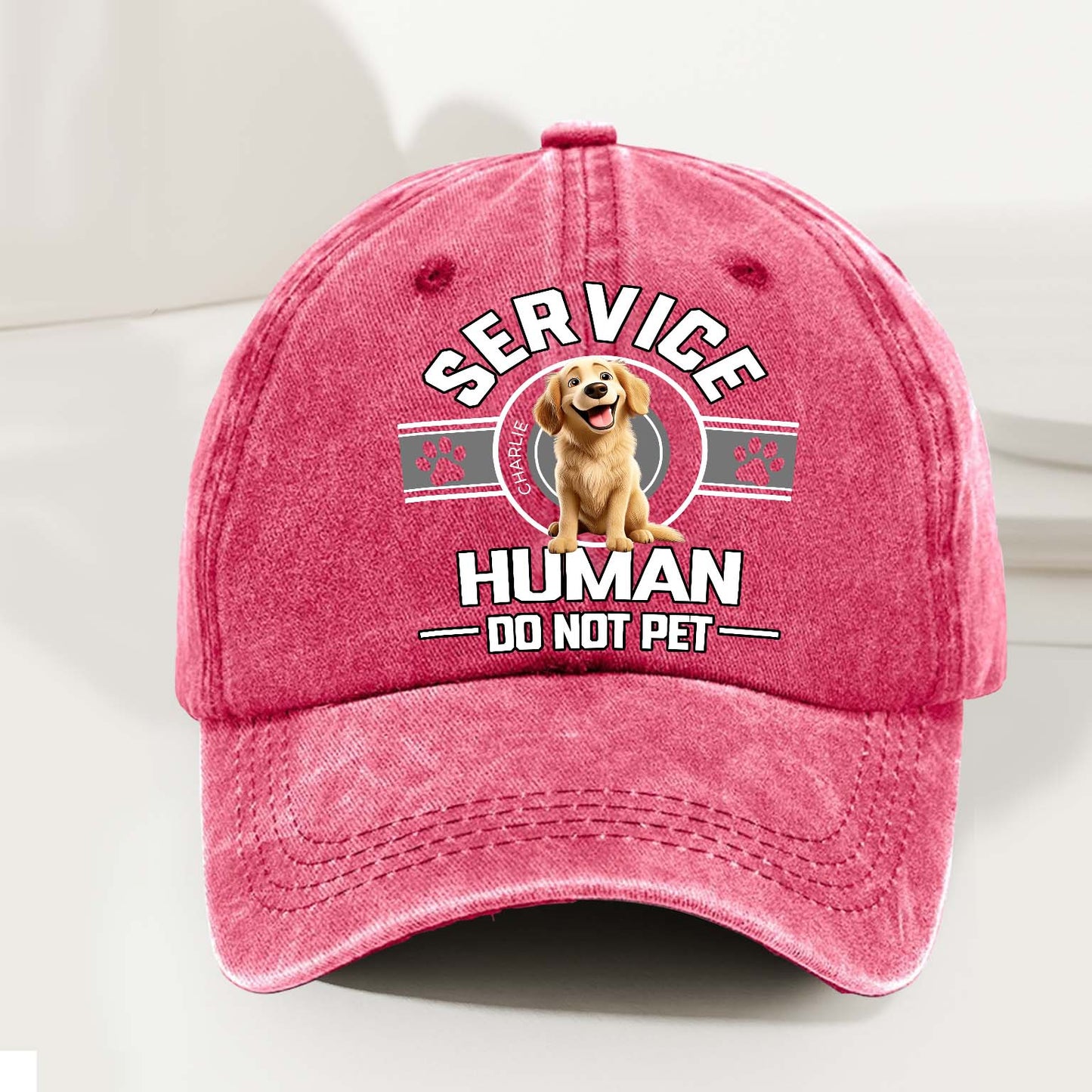 Dog Service Human Cartoon - Personalized Custom Vintage Washed Denim Cap