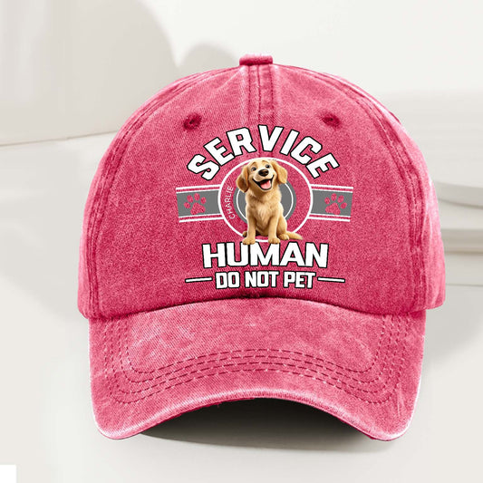 Dog Service Human Cartoon - Personalized Custom Vintage Washed Denim Cap