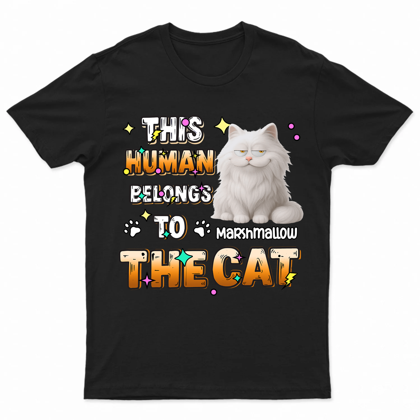 Custom Cat T-Shirt – This Human Belongs to The Cat