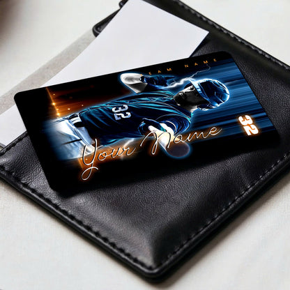 Custom Photo Baseball Card - Personalized "Electric Strike" Card - Aluminum Wallet Card